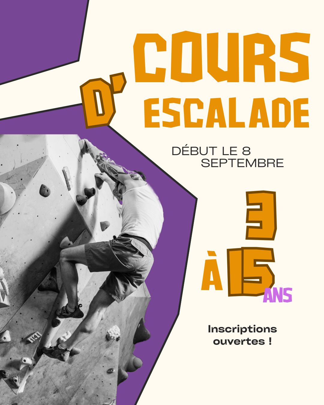 Les inscriptions pour l'école d'escalade sont ouvertes